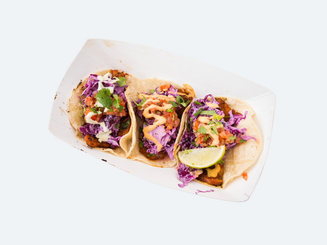 Hamachi Fish Tacos with Wasabi-Lime Slaw